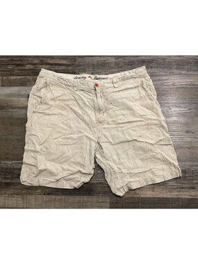 Tommy Bahama Mens Size 36 Beige Striped Linen Casual Shorts